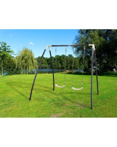Portique métal noir 2 balançoires