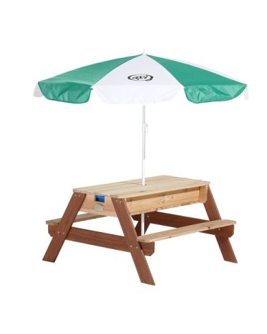Table convertible de jeu sable et eau avec parasol
