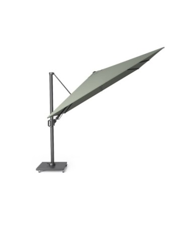 Parasol déporté rotatif 3x3m double inclinaison toile 300gr olive