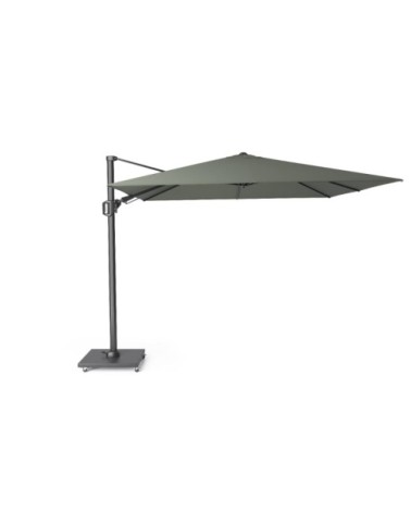 Parasol déporté rotatif 3x3m double inclinaison toile 300gr olive