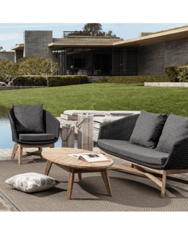 Table basse d'extérieur ovale en teck