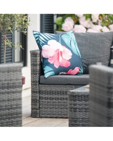 Salon de jardin 5 places en résine tressée gris