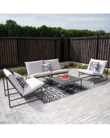 Salon de jardin modulable 4 places en aluminium gris anthracite