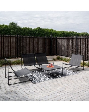 Salon de jardin modulable 4 places en aluminium gris anthracite