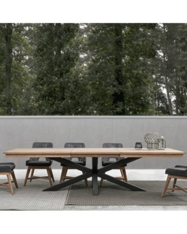 Table rectangle de jardin teck carbone