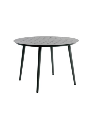 Table de jardin ronde 4 places en aluminium carbone