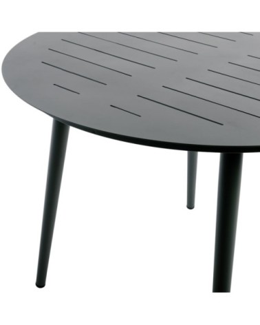 Table de jardin ronde 4 places en aluminium carbone