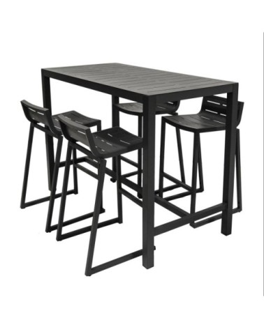 Table de bar 4 personnes  140X70CM en aluminium carbone