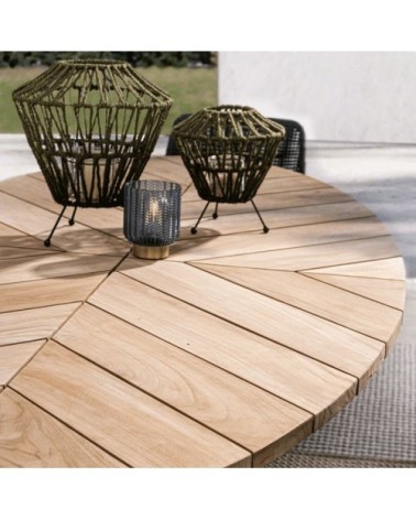 Table de jardin ovale en teck 10 places carbone