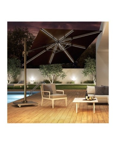 Parasol déporté avec LED 3x3m anthracite