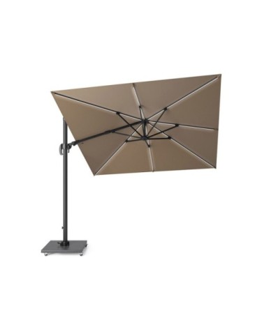 Parasol déporté avec LED 3x3m taupe