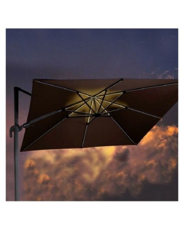 Parasol déporté avec LED 3x3m taupe