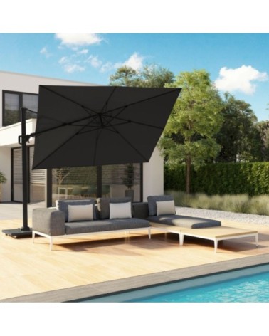 Parasol déporté 3x3m mât noir - Challenger T2