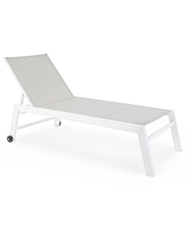 Chaise longue haute aluminium et textilène blanc