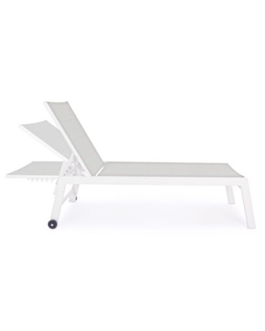 Chaise longue haute aluminium et textilène blanc