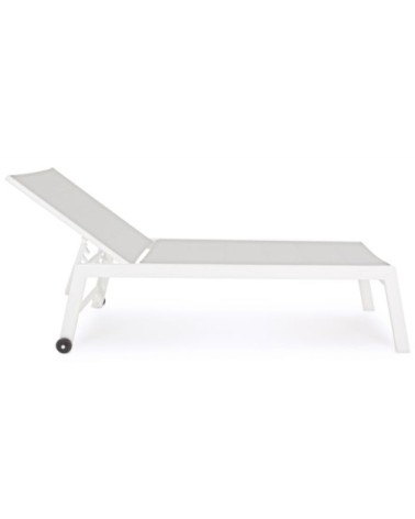Chaise longue haute aluminium et textilène blanc