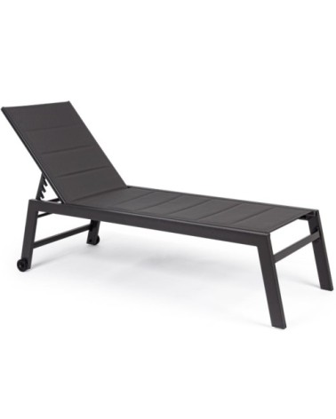 Chaise longue haute aluminium et textilène gris anthracite