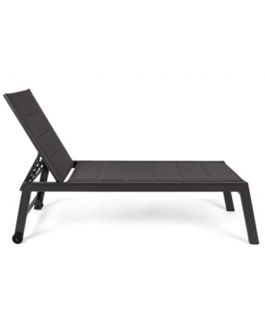 Chaise longue haute aluminium et textilène gris anthracite
