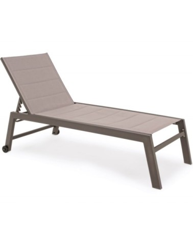 Chaise longue haute aluminium et textilène café