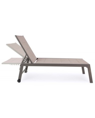 Chaise longue haute aluminium et textilène café