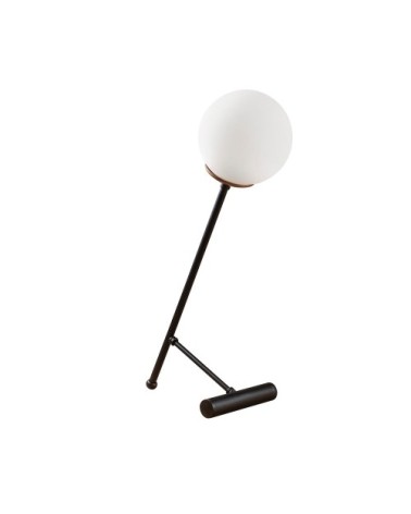 Lampe de table noire avec sphère en verre opale