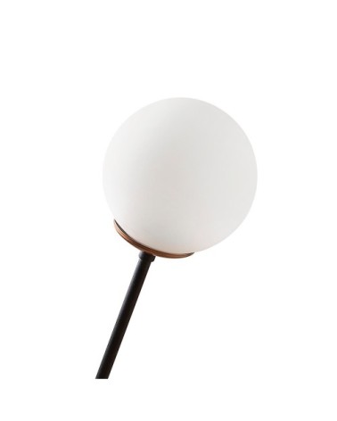 Lampe de table noire avec sphère en verre opale