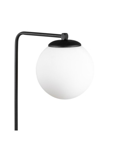Lampe de table noire avec sphère en verre opale
