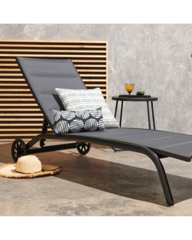 Lot de 2 bains de soleil en aluminium noir