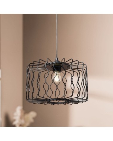 Suspension en métal noir ondulé 19x30 cm