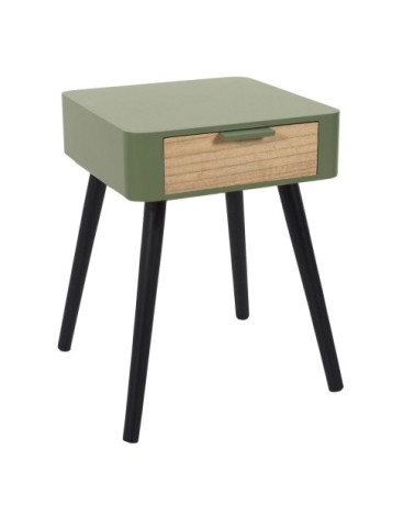 Table de chevet 1 tiroir bois vert