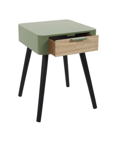 Table de chevet 1 tiroir bois vert