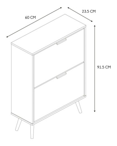 Meuble à chaussures 2 portes blanc et bois