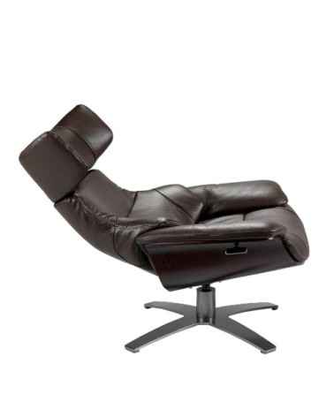 Fauteuil pivotant relax en cuir brun