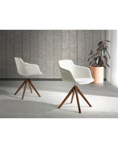 Chaise pivotante en tissu et bois noyer