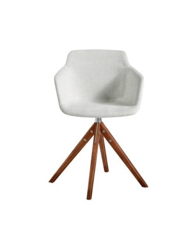 Chaise pivotante en tissu et bois noyer