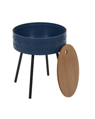 Table à café coffre bleu nuit D38cm