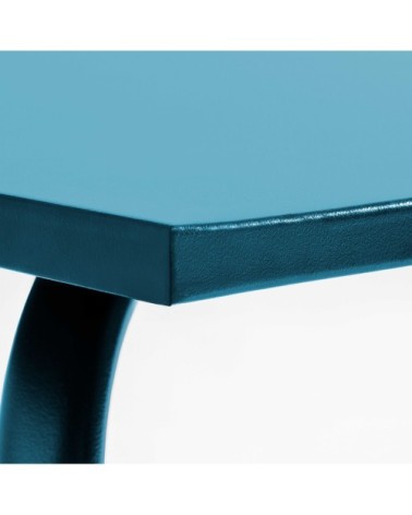 Ensemble table de jardin et 8 chaises en métal bleu pacific