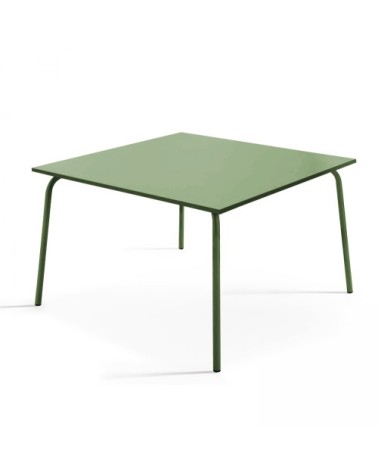 Ensemble table de jardin et 8 chaises en métal vert cactus