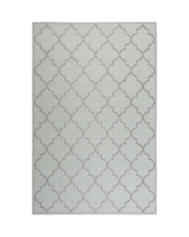 Tapis exterieur gris motif oriental gris bleu 80x150