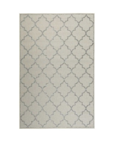 Tapis exterieur beige motif oriental gris 80x150