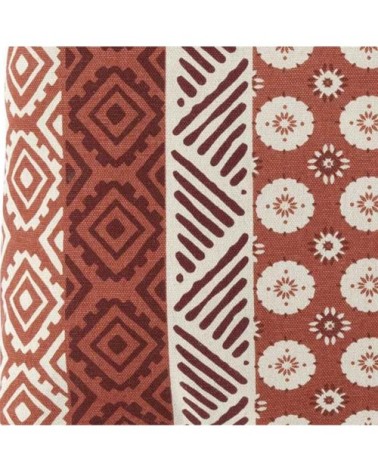 Housse de coussin à pompons coton rouille 40x40cm