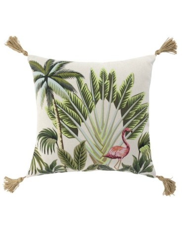 Housse de coussin pompons coton 40x40cm