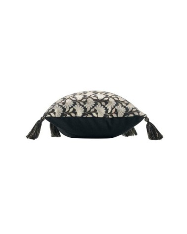 Coussin pompons coton recyclé or 30x50cm