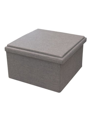 Coffre pouf pliable table tissu gris