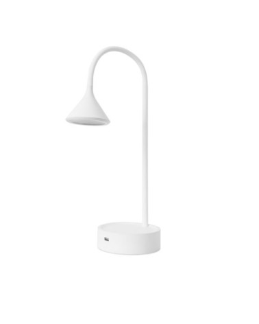 Lampe de table LED en métal blanc USB
