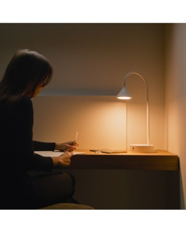 Lampe de table LED en métal blanc USB