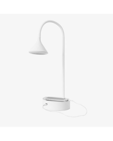 Lampe de table LED en métal blanc USB