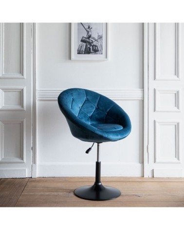 Tabouret de bar en velours bleu