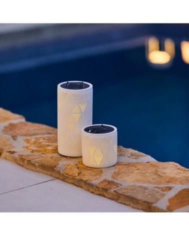 Mini lanterne solaire Céramique Blanc H10cm