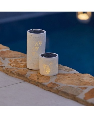 Mini lanterne solaire Céramique Blanc H10cm